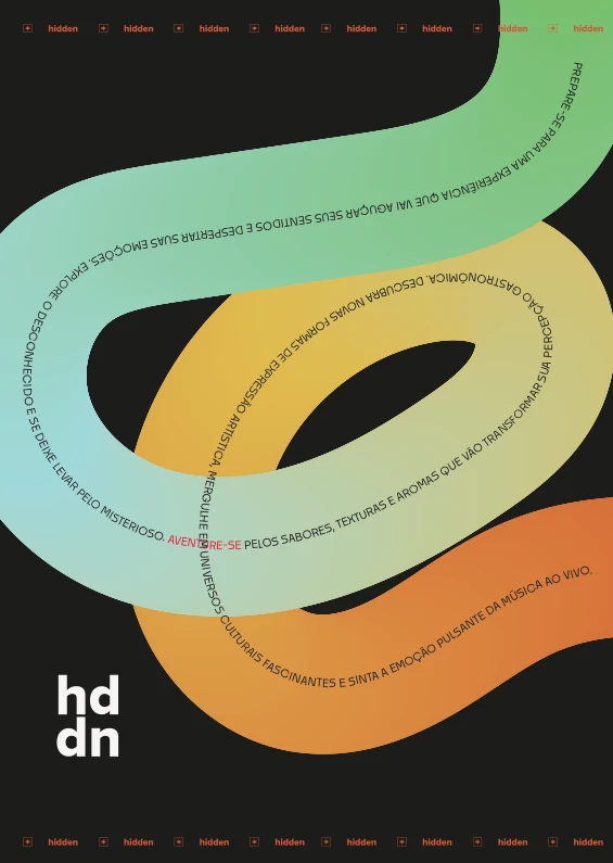 Poster “Aventure-se” (venture out), its text running along a coloured ribbon