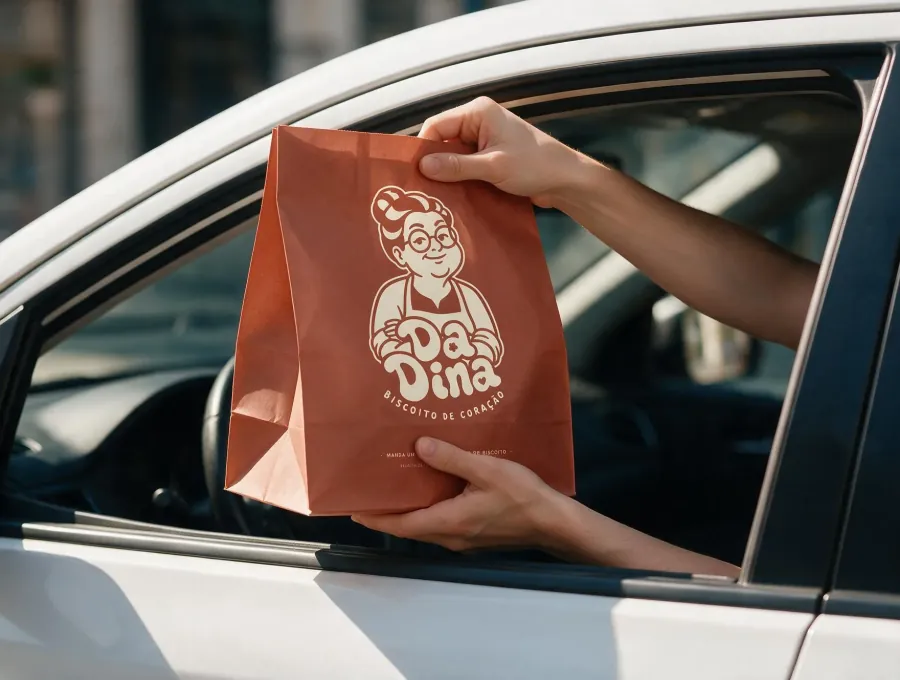Da Dina paper bag handed through a car window