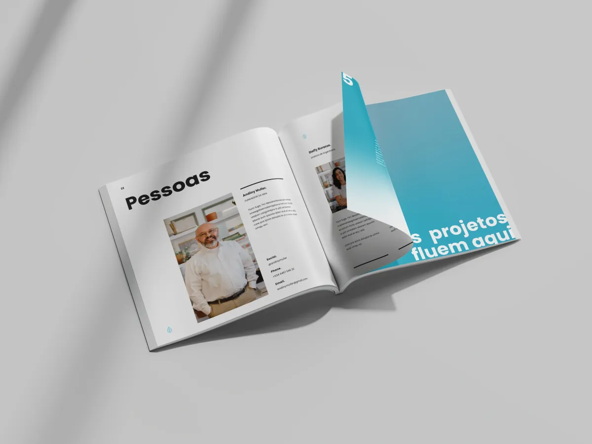 Aria spread titled “Pessoas”