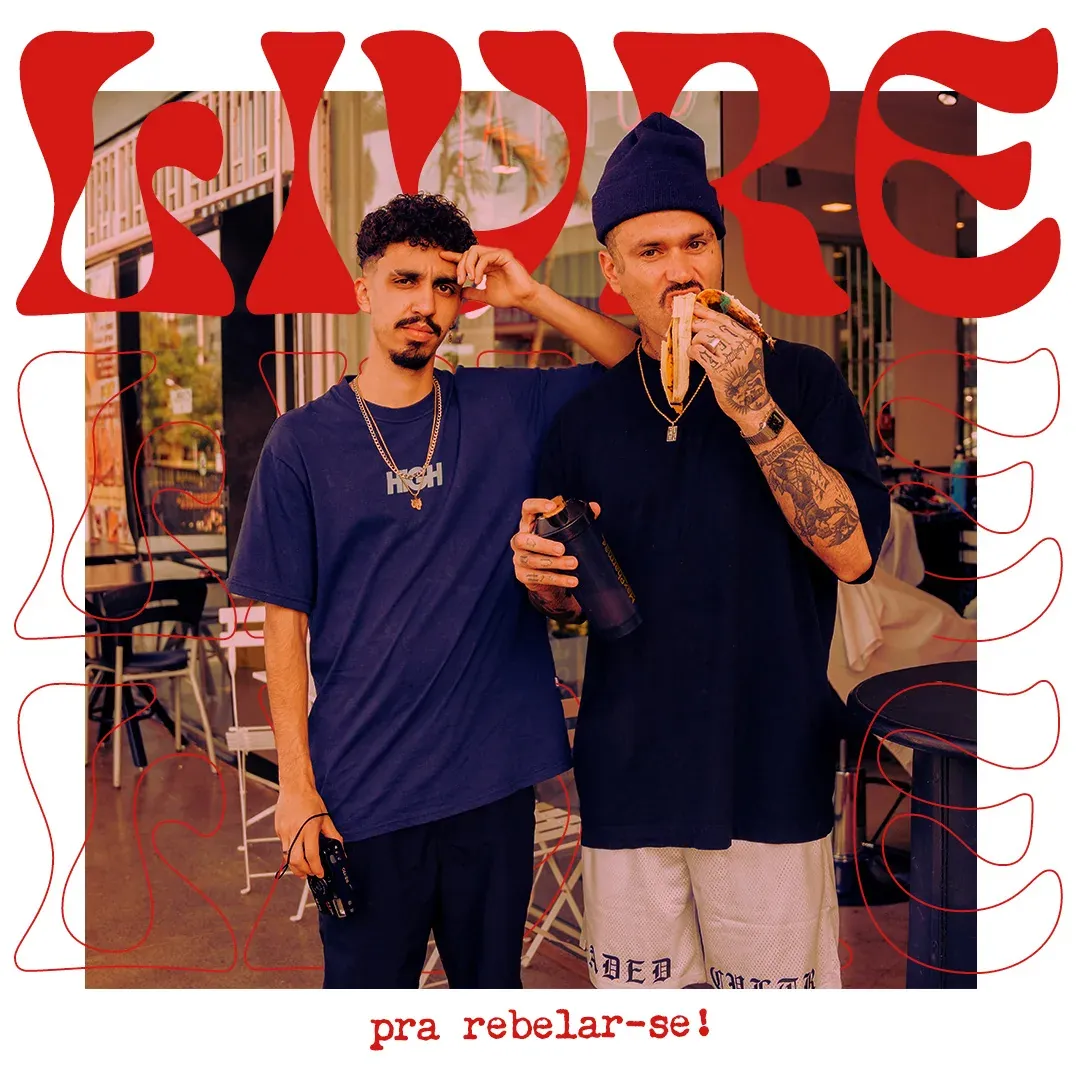 FK Parlour post, “Livre pra rebelar-se”, with two barbers