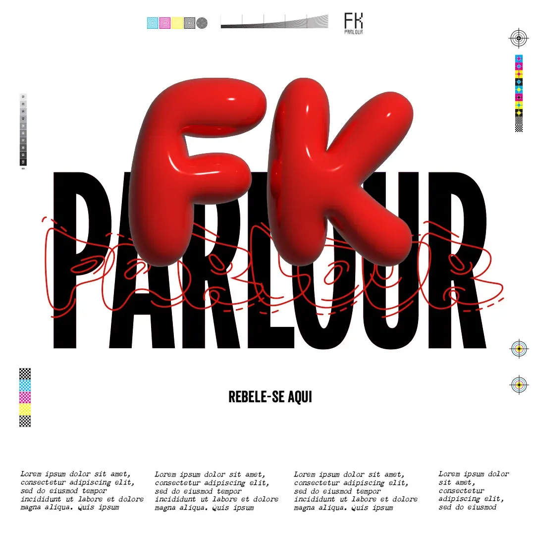 FK Parlour typographic post with inflated red letters
