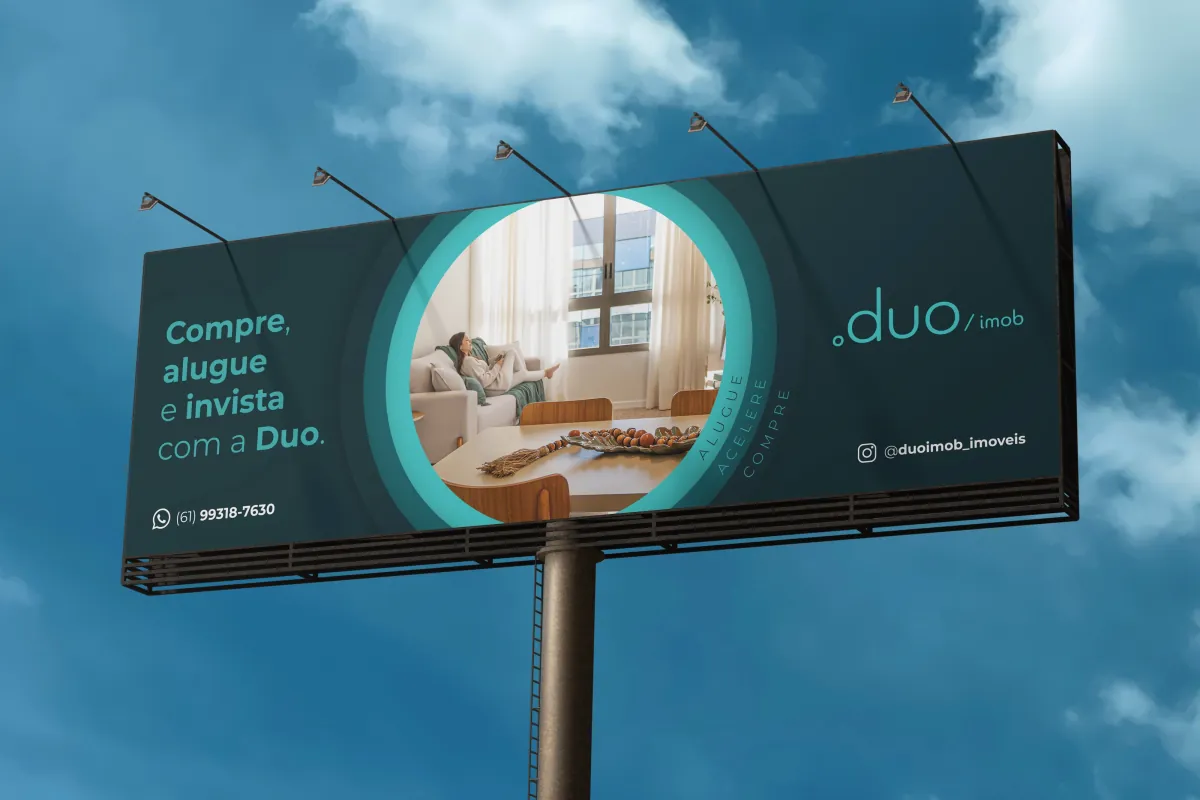 Duo billboard against a blue sky