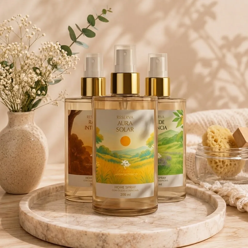 Three Reserva Jardim Botânico fragrance bottles with illustrated labels