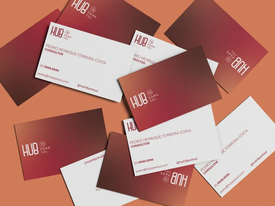 HUB 18 Park Sul identity applied to stationery