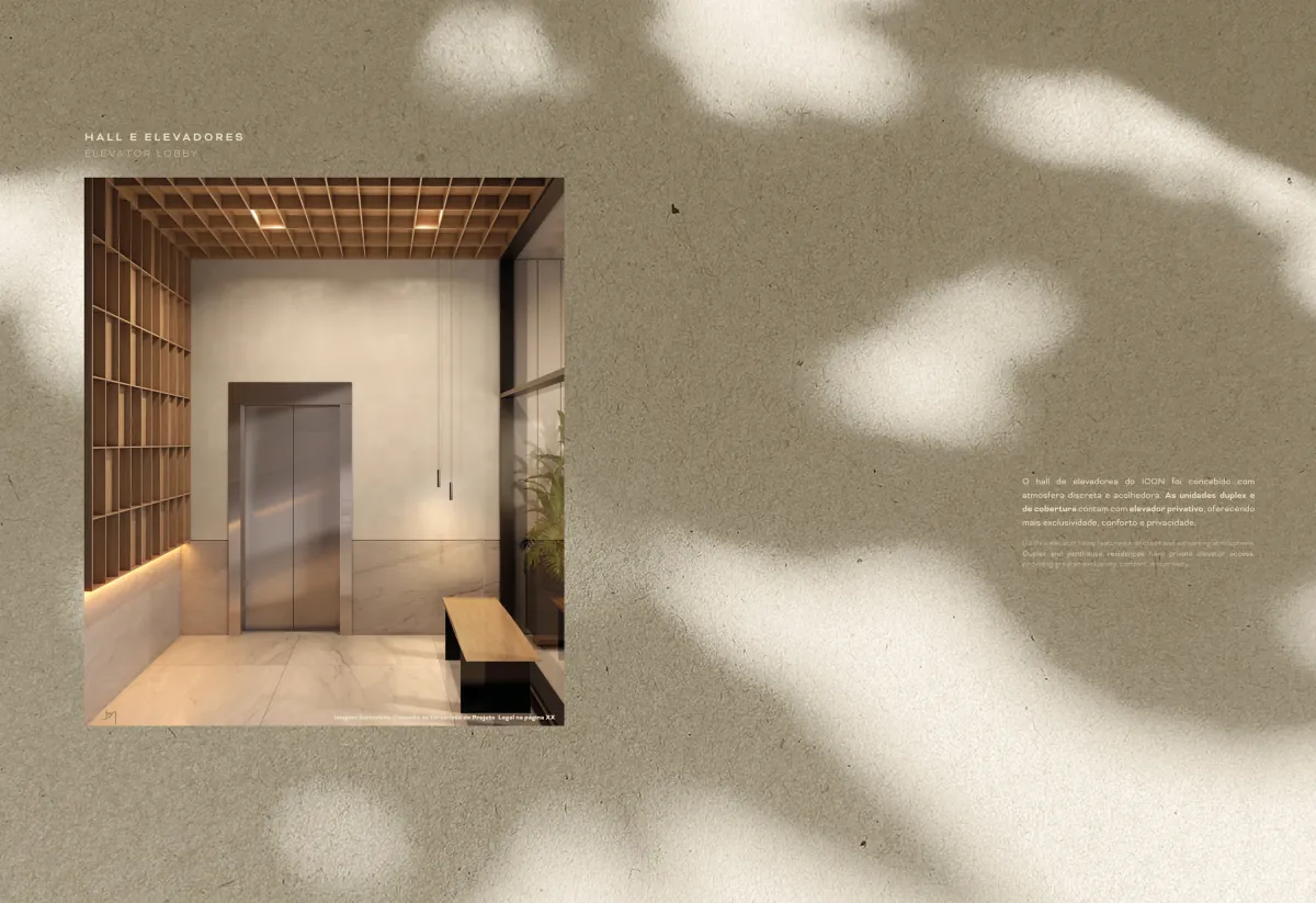 ICON spread: lobby detail with leaf shadows