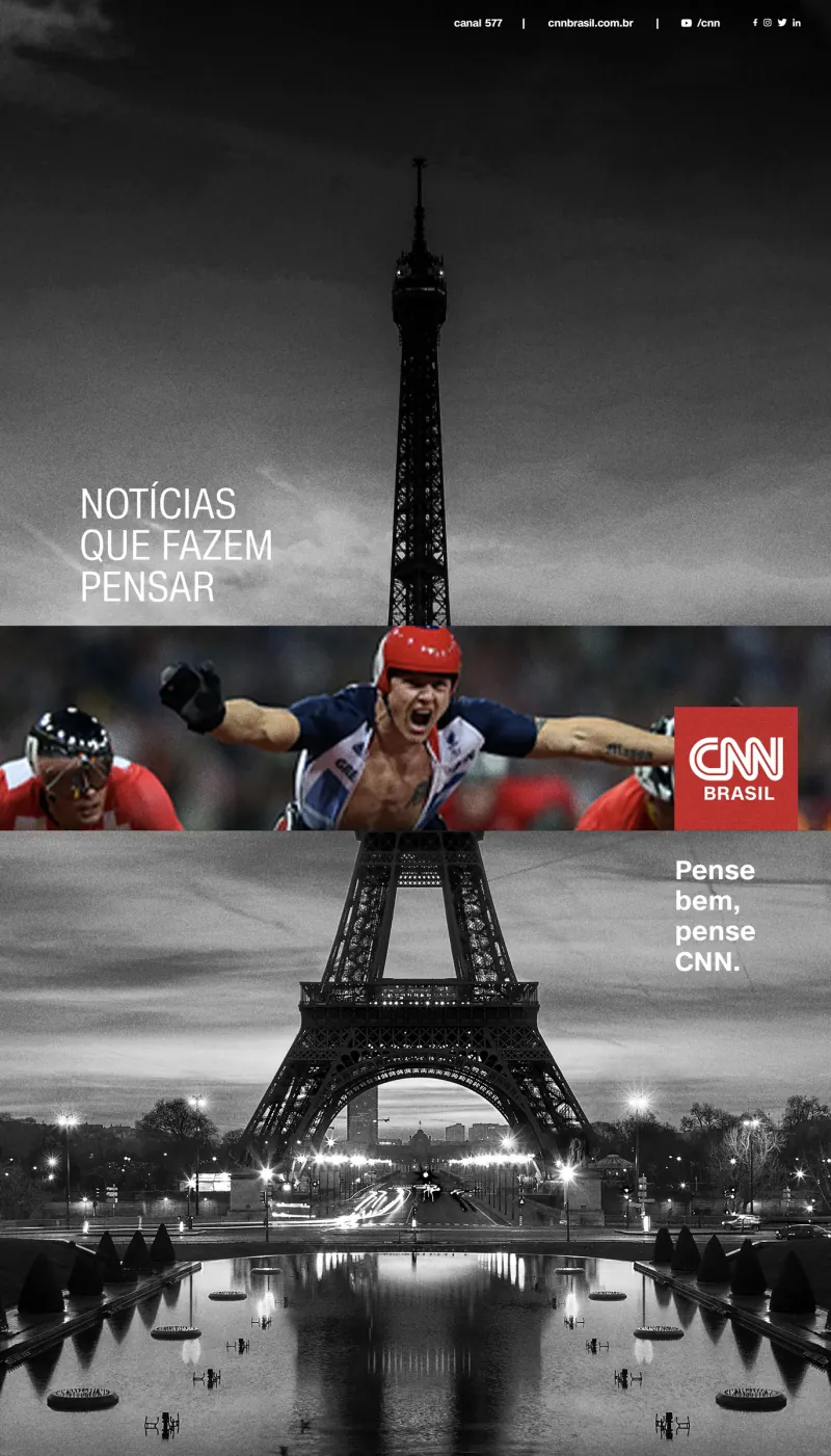 CNN Brasil key visual with the Eiffel Tower